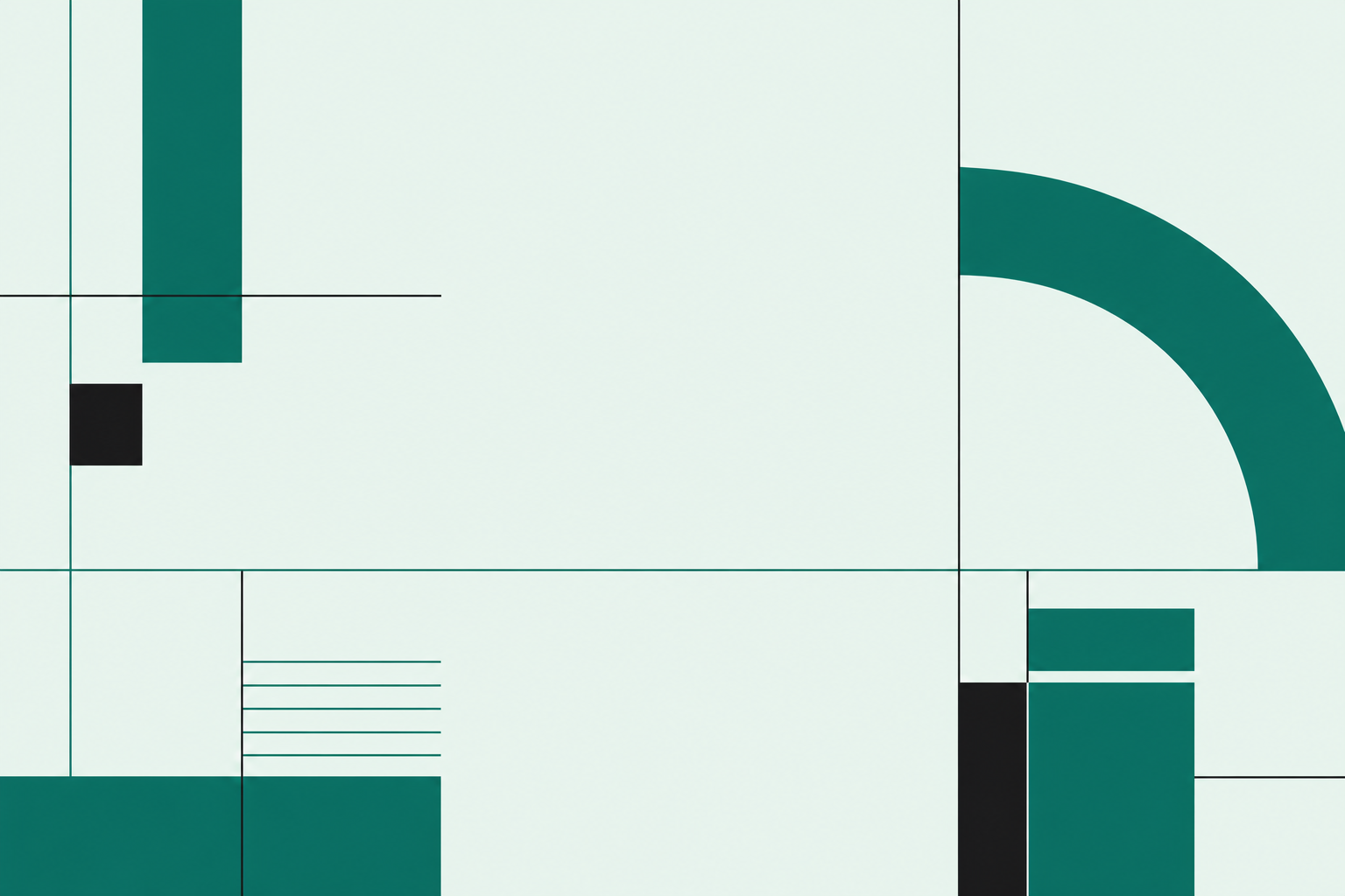 Abstract geometric arc composition in mint and teal